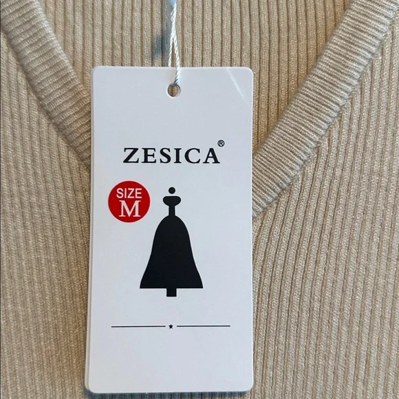 Striped Zesica Beige and Black Long Sleeve Dress, brand new!! Size medium. - Picture 4 of 6